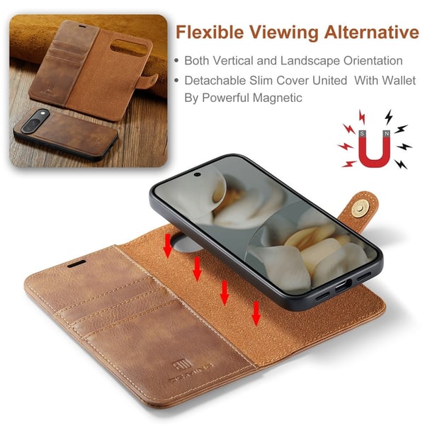 DG MING Google Pixel 10 2-i-1 Magnet Flip Cover - Brun
