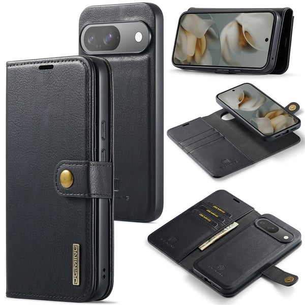 DG MING Google Pixel 10 2-in-1 Magneetti Lompakkokotelo - Musta