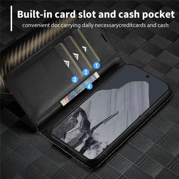 SKALO Google Pixel 10 LC.IMEEKE Carbon Fiber Flip Cover - Sort