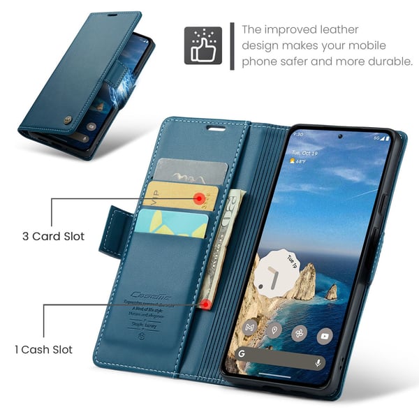 CaseMe Google Pixel 10 023 Series PU-Läder Flip Cover - Blå