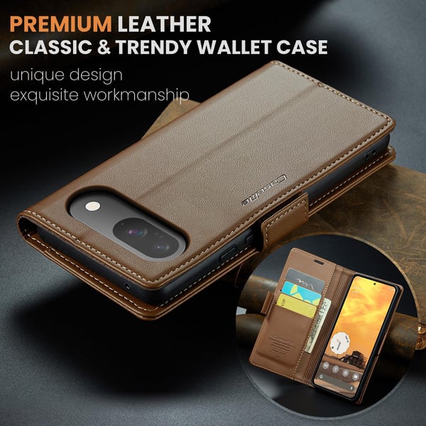 CaseMe Google Pixel 10 023 Series PU-Läder Flip Cover - Brun