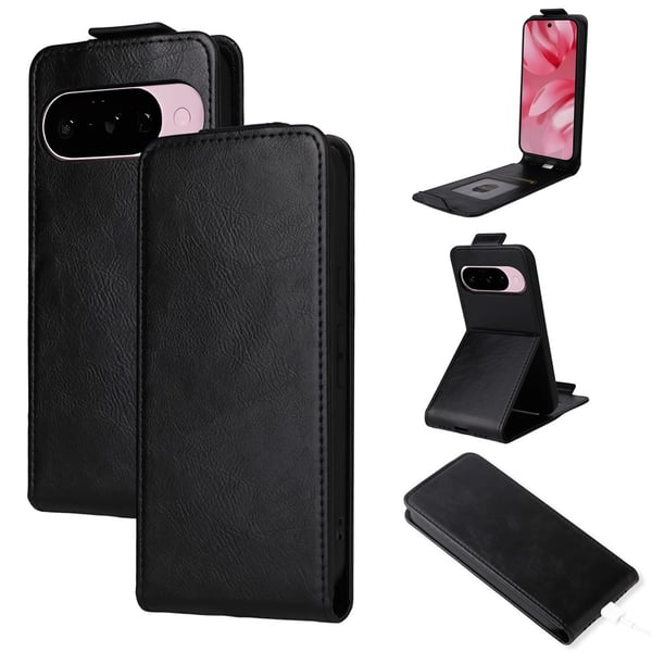 SKALO Google Pixel 10 Vertikalt PU-læder cover Cover - Sort