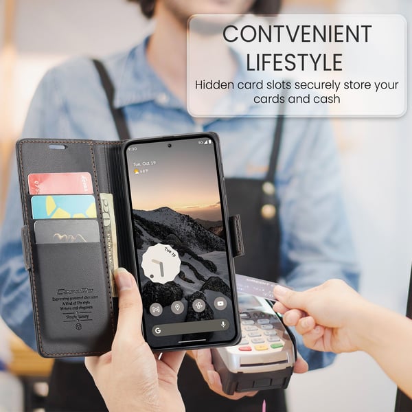 CaseMe Google Pixel 10 023 Series PU-Läder Flip Cover - Sort