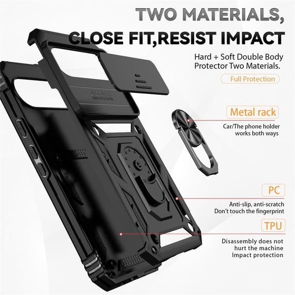 SKALO Google Pixel 10 Pro XL Armor Metalring Kameraskyder Cover - Sort