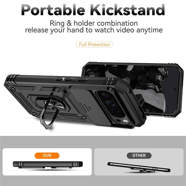 SKALO Google Pixel 10 Pro XL Armor Metalring Kameraskyder Cover - Sort