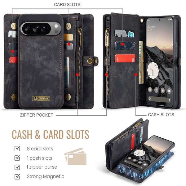 CaseMe Google Pixel 10 Pro XL 008 BIg Wallet 2in1 Magnet Flip Cover - Sort