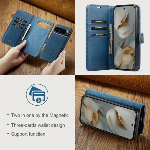 DG MING Google Pixel 10 Pro XL 2-i-1 Magnet Flip Cover - Blå