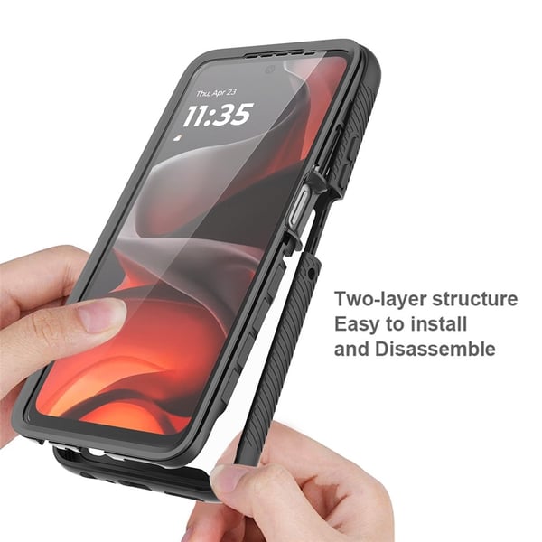 SKALO Motorola Moto G56 5G Shockproof Clear Hybrid+Skærmbeskyttelse Cover - Sort