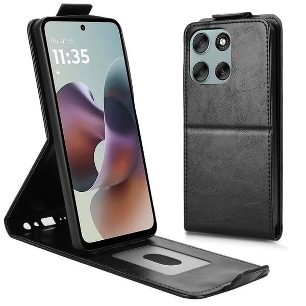 SKALO Motorola Moto G56 5G Vertical PU-Läder Skal - Svart SKALO Motorola Moto G56 5G Vertical PU-Läder Skal - Svart