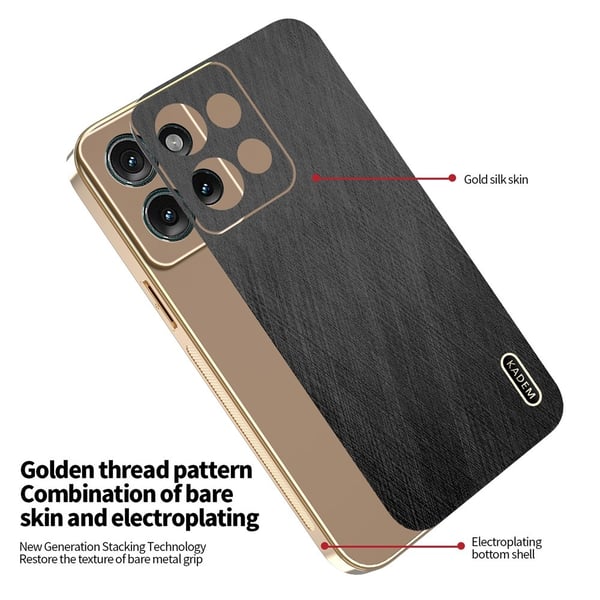 SKALO Motorola Moto G86 Power 5G KADEM Guldkant Cover - Sort