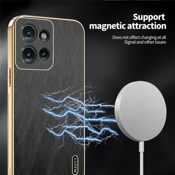 SKALO Motorola Moto G86 Power 5G KADEM Guldkant Cover - Sort