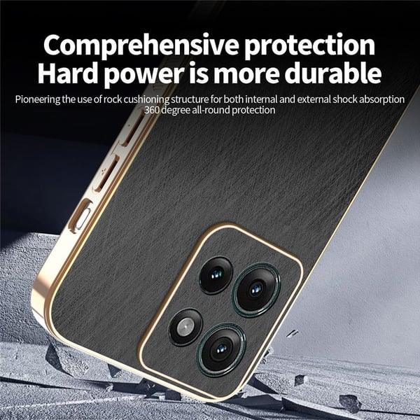 SKALO Motorola Moto G86 Power 5G KADEM Guldkant Cover - Sort