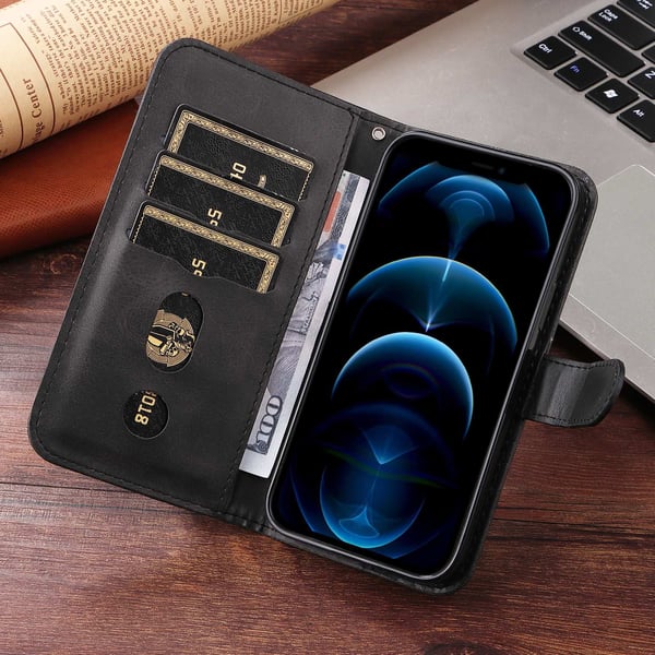 SKALO Motorola Moto G86 Power 5G Klassisk lynlås Flip Cover - Sort