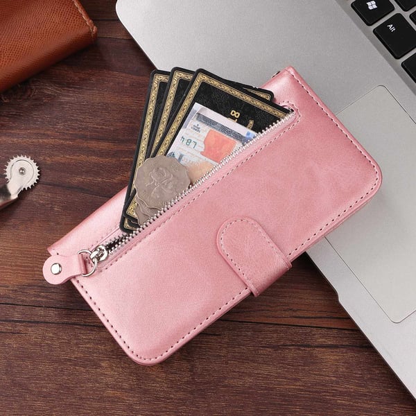 SKALO Motorola Moto G86 Power 5G Klassisk lynlås Flip Cover - Pink