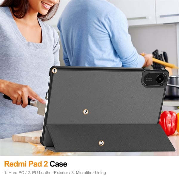 SKALO Xiaomi Redmi Pad 2 Trifold Kotelo - Harmaa