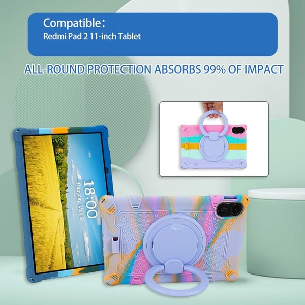 SKALO Xiaomi Redmi Pad 2 Silikone Armor Ring Cover - Turkis