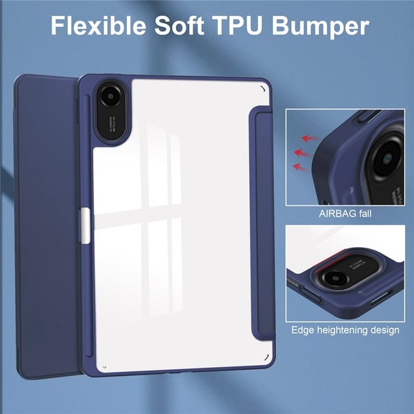 SKALO Xiaomi Redmi Pad 2 Trifold Gennemsigtig Bagside Cover - Mørkeblå