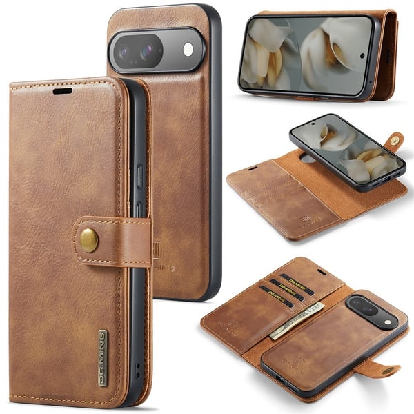 DG MING Google Pixel 10 Pro 2-i-1 Magnet Flip Cover - Brun