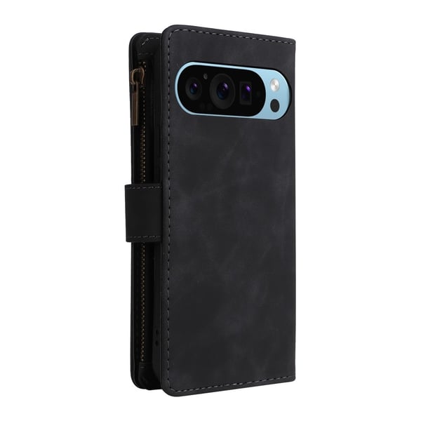 SKALO Google Pixel 10 Pro Zipper PU-læder Flip Cover - Sort