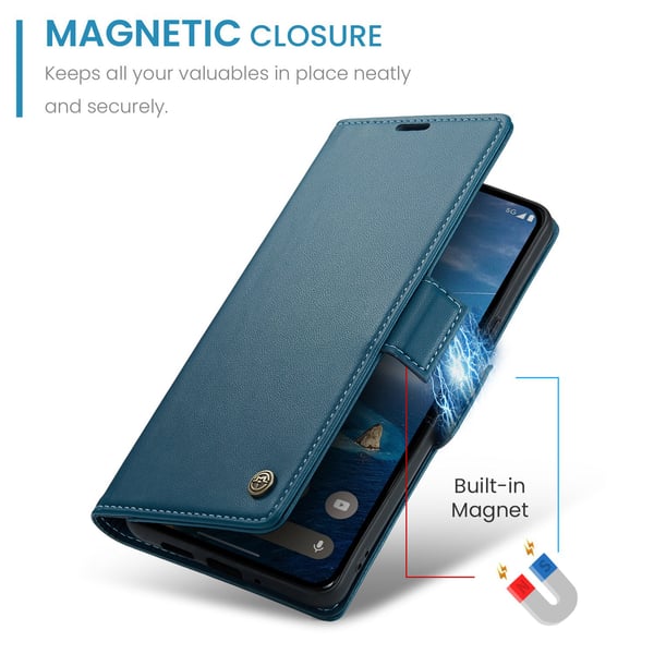 CaseMe Google Pixel 10 Pro 023 Series PU-Läder Flip Cover - Blå
