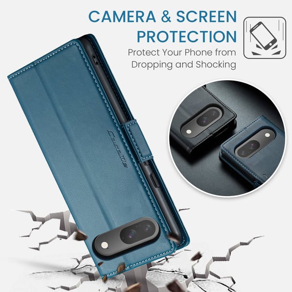 CaseMe Google Pixel 10 Pro 023 Series PU-Läder Flip Cover - Blå