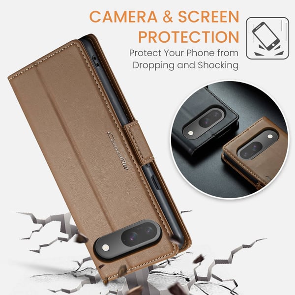 CaseMe Google Pixel 10 Pro 023 Series PU-Läder Lompakkokotelo - Ruskea