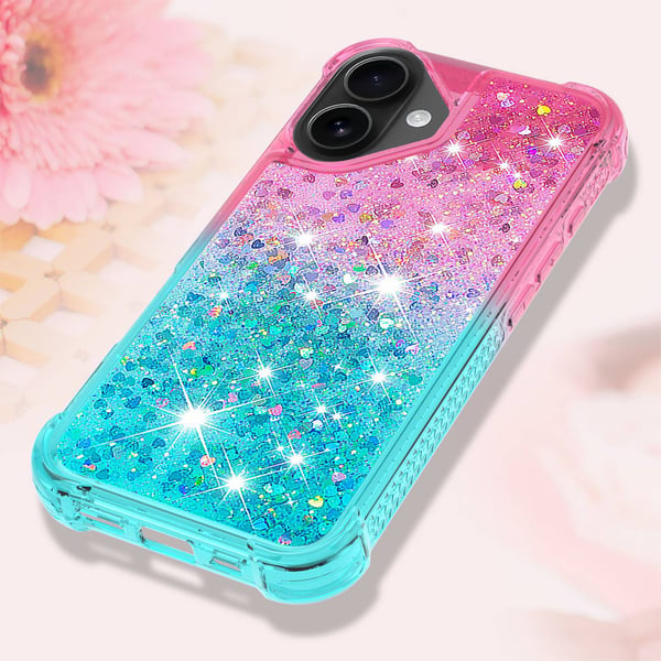 SKALO iPhone 17 Kviksand Glitter Cover - Pink-Turkis