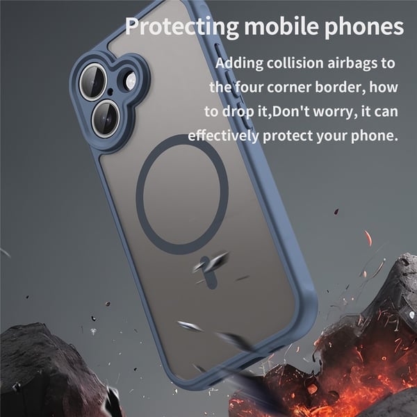 SKALO iPhone 17 Mat Hybrid Cover - Blå