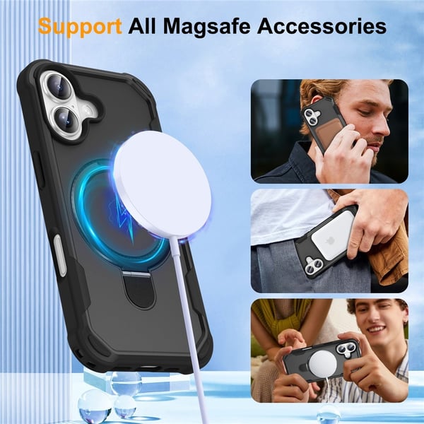 SKALO iPhone 17 Armor Ring Suojakuori - Musta