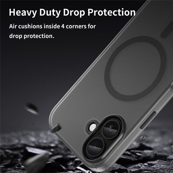 SKALO iPhone 17 Matta Translucent Hybrid Suojakuori - Musta
