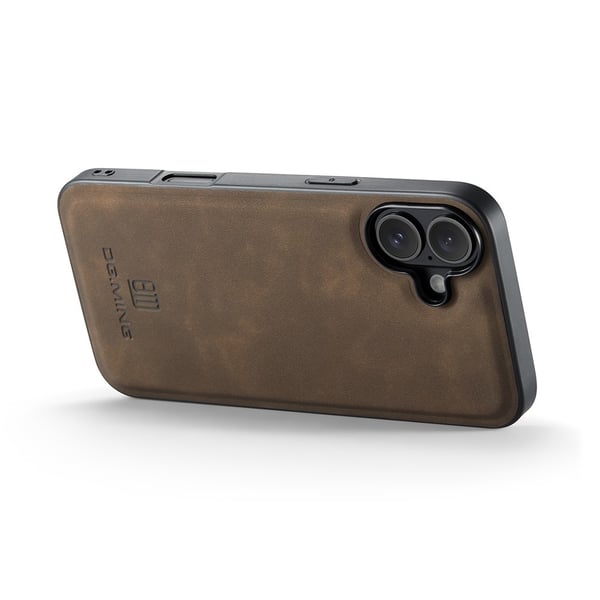DG MING iPhone 17 Premium PU-læder Hybrid Cover - Mørkebrun