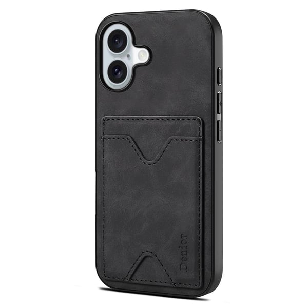 SKALO iPhone 17 DENIOR PU-Læder Kortholder Cover - Sort