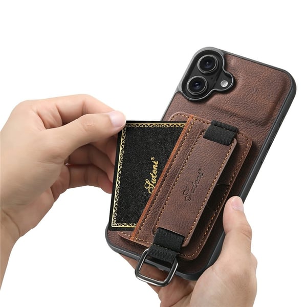 SKALO iPhone 17 SUTENI H13 PU-læder Kortholder Cover - Brun