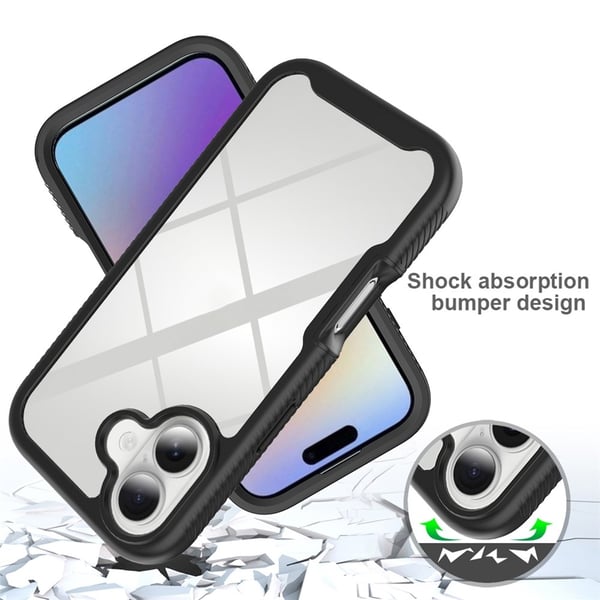 SKALO iPhone 17 Shockproof Clear Hybrid+Skærmbeskyttelse Cover - Blå