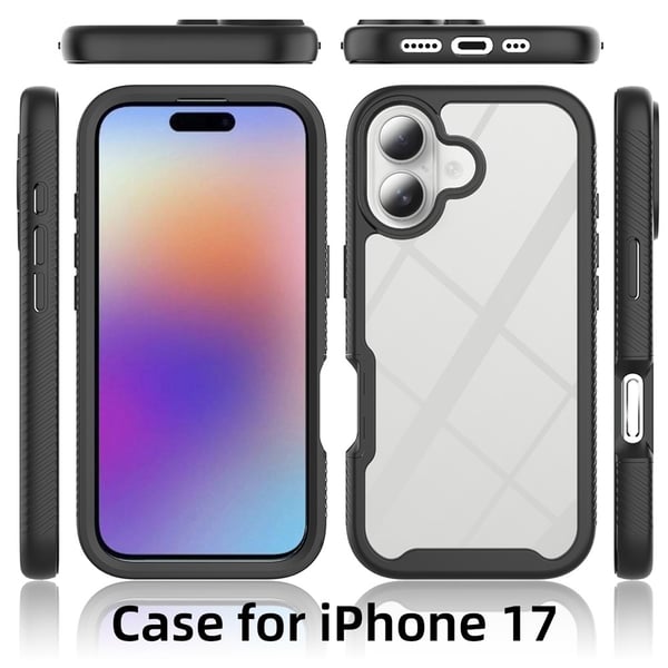 SKALO iPhone 17 Shockproof Clear Hybrid+Skærmbeskyttelse Cover - Blå
