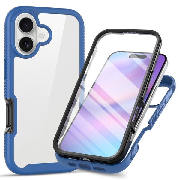 SKALO iPhone 17 Shockproof Clear Hybrid+Skærmbeskyttelse Cover - Blå