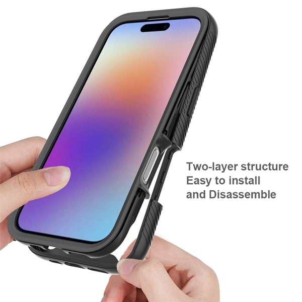 SKALO iPhone 17 Shockproof Clear Hybrid+Skærmbeskyttelse Cover - Rød