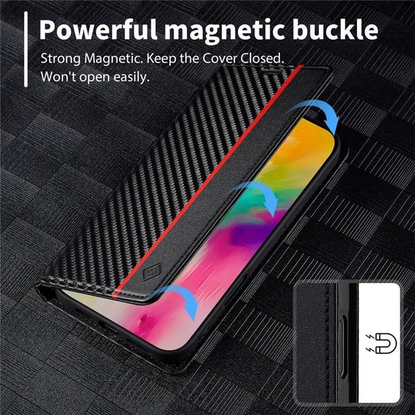SKALO iPhone 17 LC.IMEEKE Carbon Fiber Flip Cover - Sort