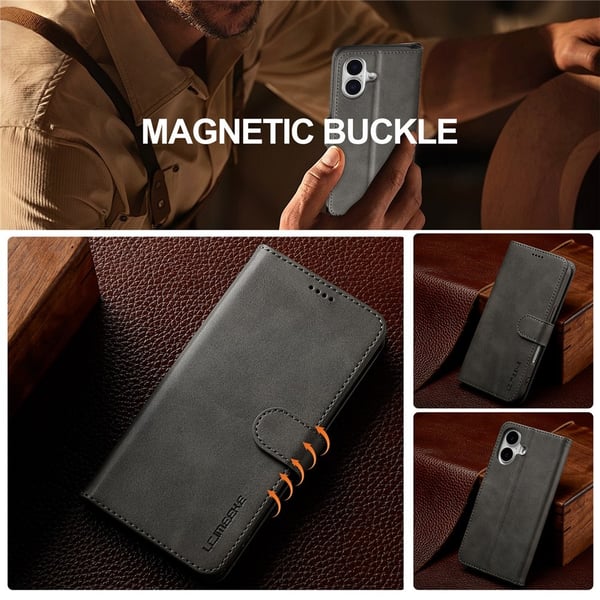SKALO iPhone 17 LC.IMEEKE Premium PU-nahka Lompakkokotelo - Harmaa