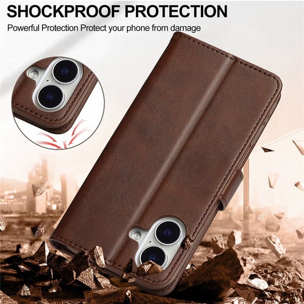 SKALO iPhone 17 LC.IMEEKE Premium PU-læder Flip Cover - Brun