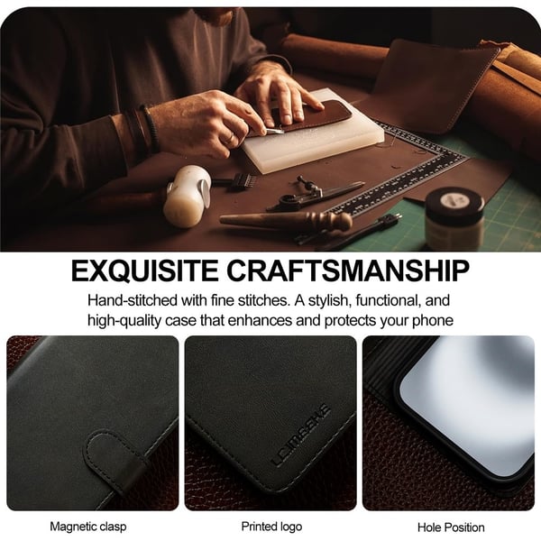 SKALO iPhone 17 LC.IMEEKE Premium PU-læder Flip Cover - Sort