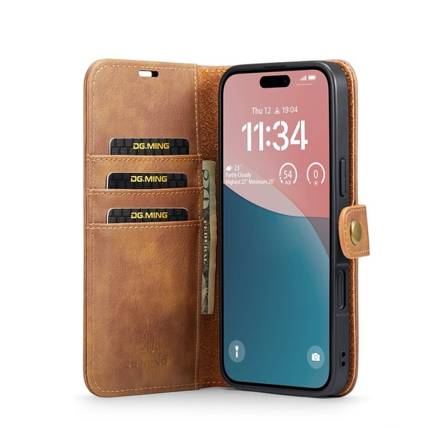 DG MING iPhone 17 2-i-1 Magnet Flip Cover - Brun