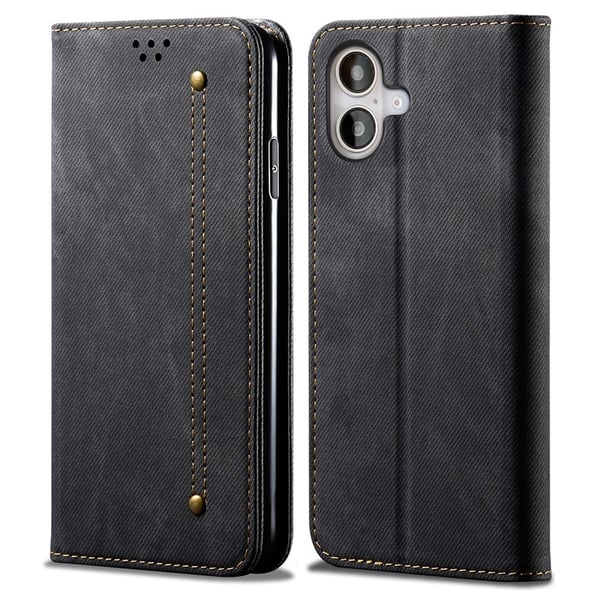 SKALO iPhone 17 Jeans Flip Cover - Sort SKALO iPhone 17 Jeans Flip Cover - Sort