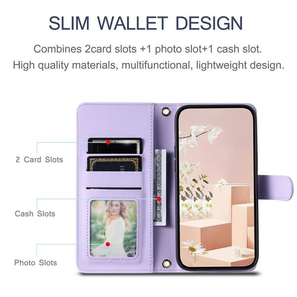 SKALO iPhone 17 Quiltet Skulderrem Flip Cover - Lilla