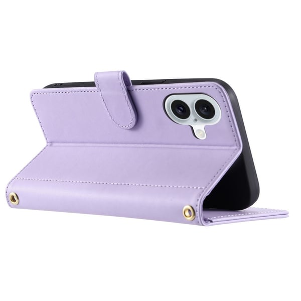 SKALO iPhone 17 Quiltet Skulderrem Flip Cover - Lilla