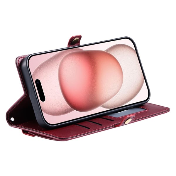 SKALO iPhone 17 PU-Læder Kuvert Flip Cover - Rød