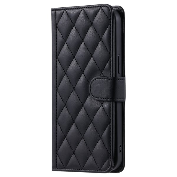 SKALO iPhone 17 Quiltet Skulderrem Flip Cover - Sort