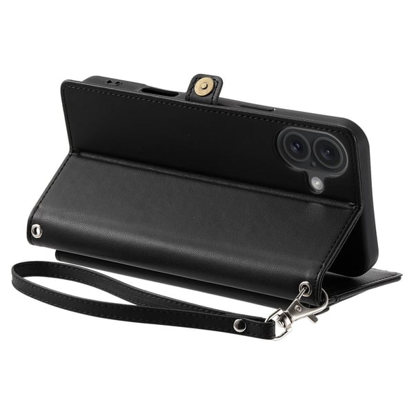 SKALO iPhone 17 PU-Læder Kuvert Flip Cover - Sort