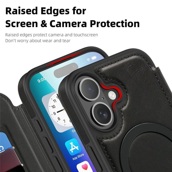 SKALO iPhone 17 Slim Lompakkokotelo - Musta