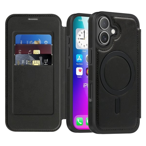 SKALO iPhone 17 Slim Lompakkokotelo - Musta